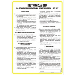 Instrukcja BHP na stanowisku elektryka konserwatora do 1kV