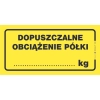 Naklejka informacyjna z napisem 'Dopuszczalne obciążenie półki