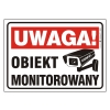 Uwaga obiekt monitorowany - naklejka, tabliczka, znak informacyjny