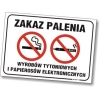 Znak zakazu palenia wyrobów tytoniowych i papierosów elektronicznych - tabliczka BHP