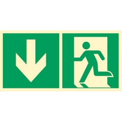 Znak ewakuacyjny - kierunek do wyjścia ewakuacyjnego w dół lewostronny