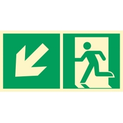 Znak ewakuacyjny - kierunek do wyjścia ewakuacyjnego w dół w lewo