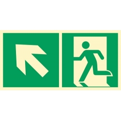 Znak ewakuacyjny - kierunek do wyjścia ewakuacyjnego w górę w lewo