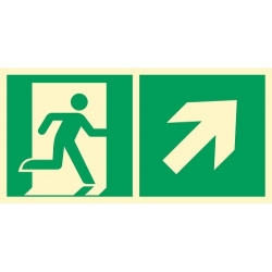 Znak ewakuacyjny - kierunek do wyjścia ewakuacyjnego w górę w prawo