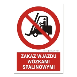 Zakaz wjazdu wózkami spalinowymi  tabliczka, naklejka, znak zakazu