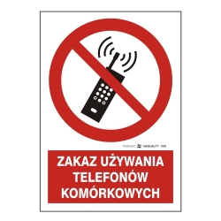 Zakaz używania telefonów komórkowych - Znak BHP