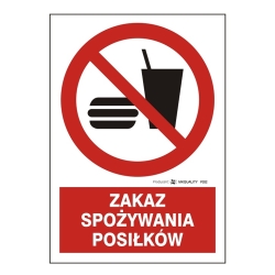 Zakaz spożywania posiłków tabliczka, naklejka, znak zakazu