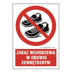 Zakaz wchodzenia w obuwiu zewnętrznym tabliczka, naklejka, znak zakazu