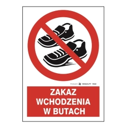 Zakaz wchodzenia w butach tabliczka, naklejka, znak zakazu