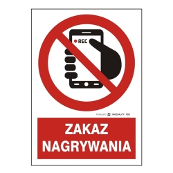 Zakaz nagrywania tabliczka, naklejka, znak zakazu