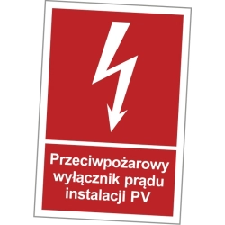 Przeciwpożarowy wyłącznik prądu instalacji PV - Znak przeciwpożarowy