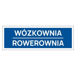 Wózkownia, rowerownia - tabliczka, naklejka informacyjna na drzwi