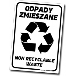 Odpady zmieszane - Naklejka informacyjna, segregacja śmieci