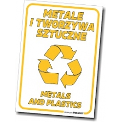 Metale i tworzywa sztuczne - Naklejka informacyjna, segregacja śmieci