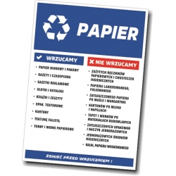 Papier - Naklejka segregacja odpadów, śmieci