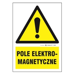 Pole elektromagnetyczne tabliczka, naklejka, znak ostrzegawczyBHP