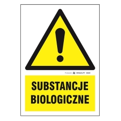 Substancje biologiczne tabliczka, naklejka, znak ostrzegawczy BHP