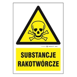 Substancje rakotwórcze tabliczka, naklejka, znak ostrzegawczy