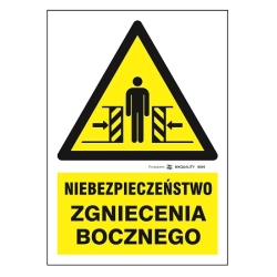 Niebezpieczeństwo zgniecenia bocznego tabliczka, naklejka, znak ostrzegawczy