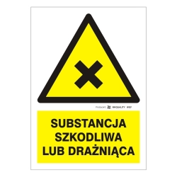 Substancja szkodliwa lub drażniąca tabliczka, naklejka ostrzegawcza