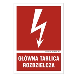 Znak elektryczny - Główna tablica rozdzielcza tabliczka lub naklejka