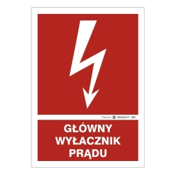 Znak elektryczny - Główny wyłącznik prądu tabliczka lub naklejka