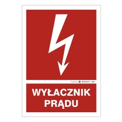 Znak elektryczny - Wyłącznik prądu tabliczka lub naklejka