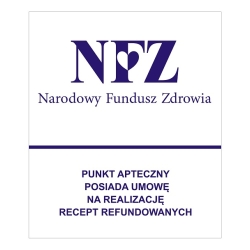 tabliczka, naklejka - NFZ Punkt apteczny posiada umowę na realizację recept refundowanych