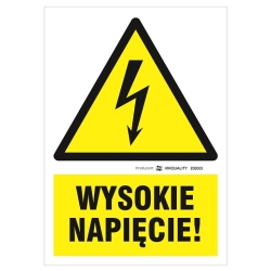 Wysokie napięcie tabliczka, naklejka, znak elektryczny