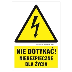 Nie dotykać, niebezpieczne dla życia tabliczka, naklejka, znak elektryczny