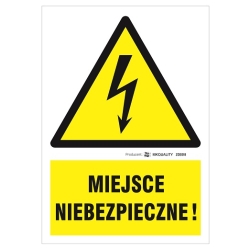 Miejsce niebezpieczne tabliczka, naklejka, znak elektryczny