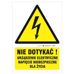 Nie dotykać, urządzenie elektryczne napięcie niebezpieczne dla życia tabliczka, naklejka, znak elektryczny