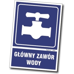 Znak - Główny zawór wody, tabliczka, naklejka