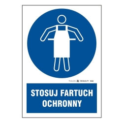 Stosuj fartuch ochronny  tabliczka, naklejka, znak nakazu