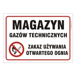 Znak informacyjny zakazujący używania otwartego ognia w magazynie gazów technicznych - kluczowy element bezpieczeństwa