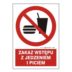 Zakaz wstępu z jedzeniem i piciem tabliczka, naklejka, znak zakazu