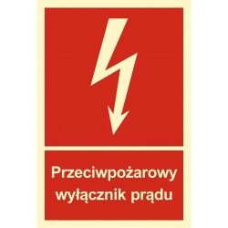 Znak elektryczny - Przeciwpożarowy wyłącznik prądu tabliczka lub naklejka