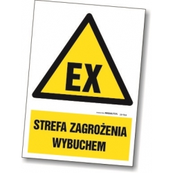 EX strefa zagrożenia wybuchem tabliczka, naklejka, znak, sklep tabliczkibhp.pl