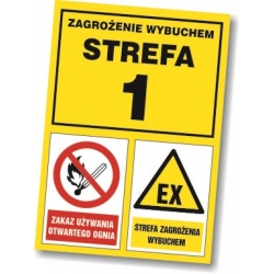 Strefa 1 zagrożenie wybuchem tabliczka, naklejka, znak, sklep tabliczkibhp.pl