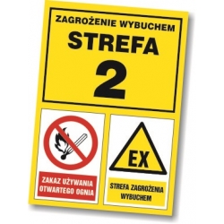 Strefa 2 zagrożenie wybuchem tabliczka, naklejka, znak, sklep tabliczkibhp.pl