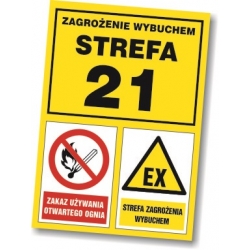 Strefa 21 zagrożenie wybuchem tabliczka, naklejka, znak, sklep tabliczkibhp.pl