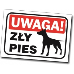 Uwaga! Zły pies tabliczka, naklejka, znak, sklep tabliczkibhp.pl