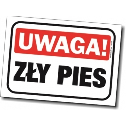 Uwaga! zły pies tabliczka, naklejka, znak, sklep tabliczkibhp.pl