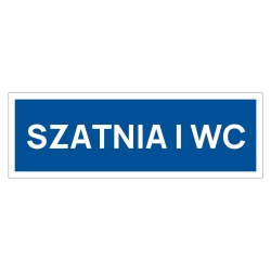 Tabliczka informacyjna na drzwi z oznaczeniem szatni i toalety, ułatwiająca dostęp do pomieszczeń sanitarnych