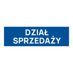 Dział sprzedaży - tabliczka, naklejka informacyjna na drzwi