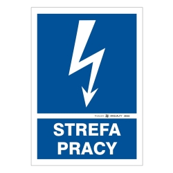 Znak ostrzegawczy o strefie pracy z napięciem elektrycznym