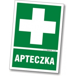 Znak informacyjny - apteczka pierwszej pomocy - symbol oznaczenia apteczki