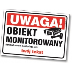 Obiekt monitorowany - RODO - naklejka, tabliczka, znak informacyjny