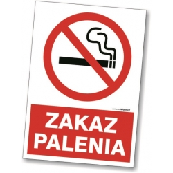 Zakaz Palenia z opisem - tabliczka, naklejka